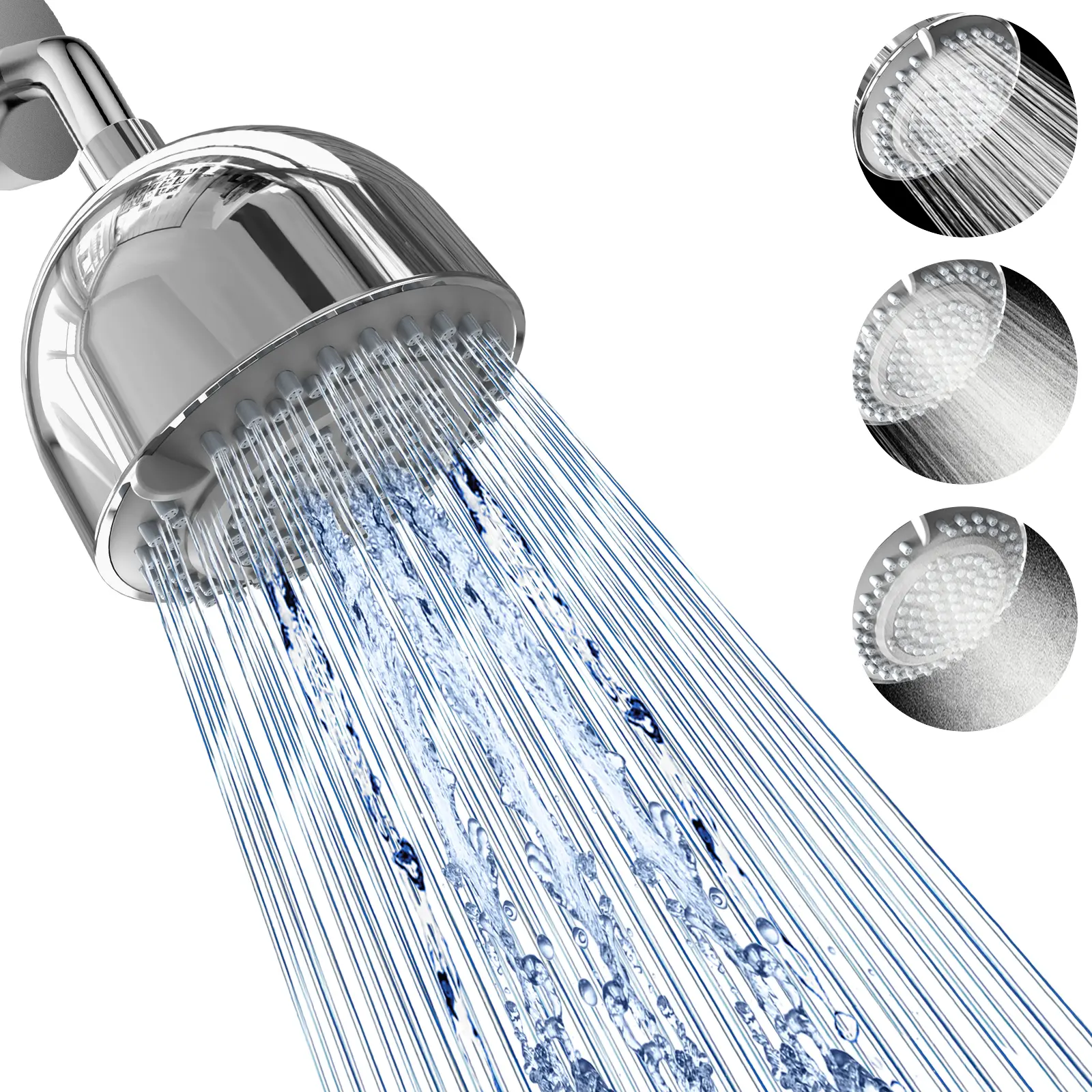 FEELSO High-Flux Fixed Shower Head - Powerful High-Pressure Model with Soft Metal Ball for Efficient, Durable Bathroom Shower Experience, Powerful Shower Heads High Pressure, Pressure Showerhead