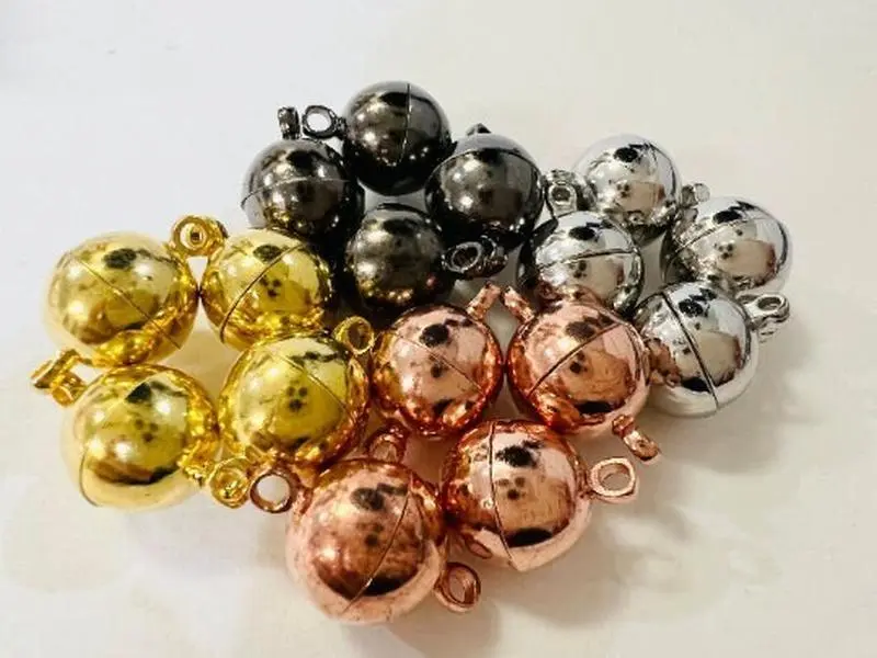 4 pcs 12mm, 14mm Mag Ball Clasp, in Gold , Rose Gold , Black , Rhodium Silver plated, Antique Copper Round Smooth jewelry making clasp