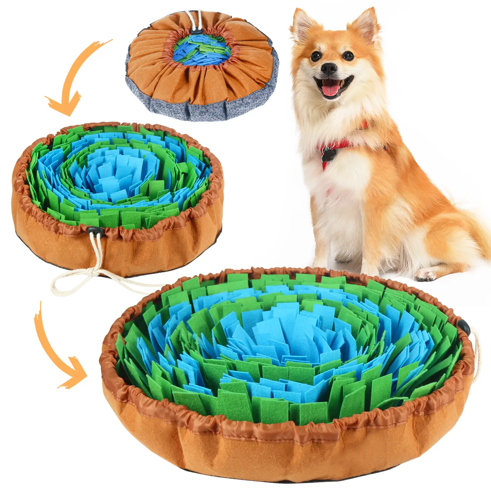 Snuffle Mat for Dogs, Adjustable Dog Treats Feeding Mat for Slow Eating and Keep Busy, Interactive Dog Puzzle Toys Encourages Natural Foraging Skills
