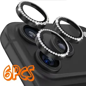 Black rhinestone Glass Camera Protector lens protector for iPhone 17/16/15/14/13/12/11 - exquisite, scratch-resistant, and practical - suitable as a small gift - easy to install