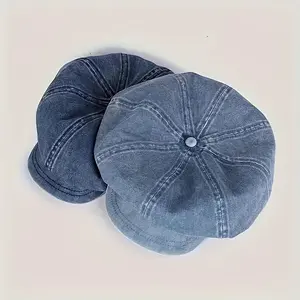[Vintage Cowboy Beret] Vintage Washable Solid Color Cowboy Beret - Perfect Cowboy Style Octagon Hat with Clouds!