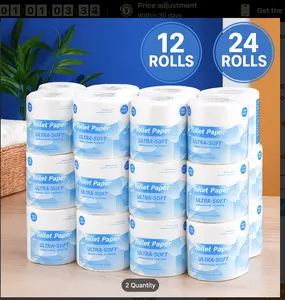 100% Bamboo 2-Ply Toilet Paper, Unscented, Available in 12 & 24 Rolls, Bamboo Toilet Paper for Home, Boat & RV Use