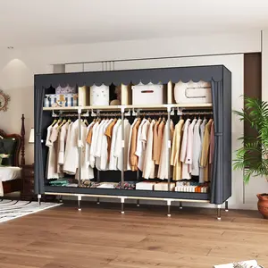 Heavy Duty Cloth Wardrobe Portable Closet Organizer Metal  Clothing Rack  for Hanging Clothes muebles para ropa  Easy to Assemble Stronger Load-Bearing Detachable Design 78.7" Lx 17.7" Wx 66.9 H