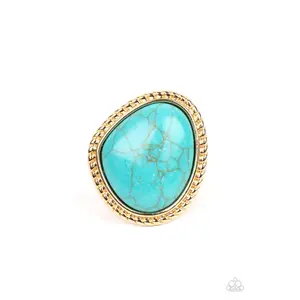 Take the High RODEO - Gold and Turqoise Stone Ring