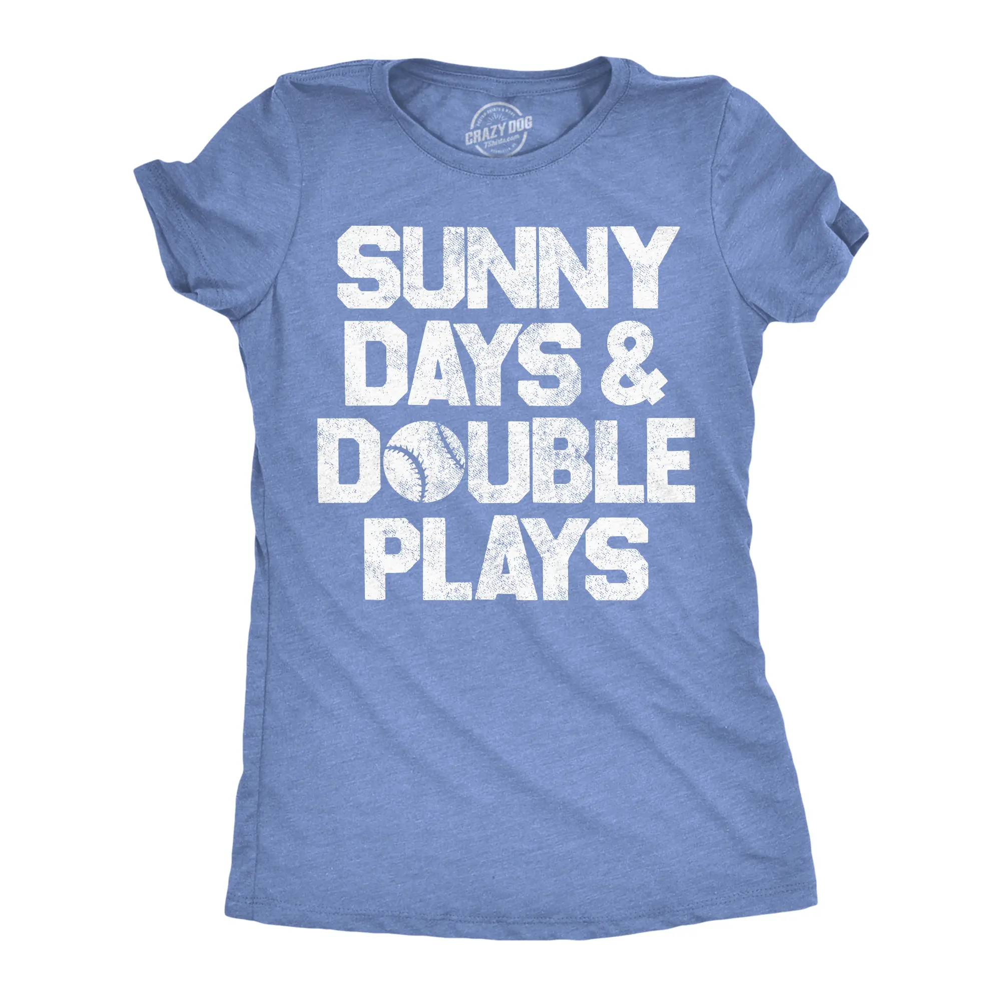 Womens Funny T Shirts Sunny Days And Double Plays Sarcastic Baseball Lovers Tee For Ladies Funny Womens T Shirts Cute Vintage Fashion Casual Ladies T-Shirt Gift Funny Baseball Top Women's Novelty Tees Light Blue