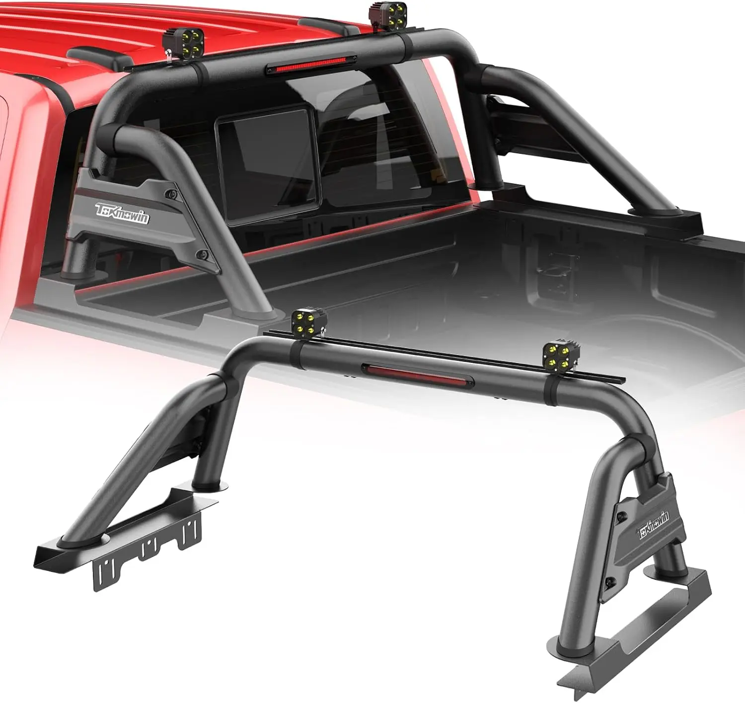 Carbon Steel Truck Roll Bar Rack System - 1 Cargo Basket, Adjustable Width Sport Ladder Rack Chase, Heavy Loads Car Accessory for Ford F-150/F-250/F-350, Dodge Ram, GMC Sierra, Chevy Silverado, Ranger, Tundra, Frontier, Titan (Full & Mid Size), Roof Racks