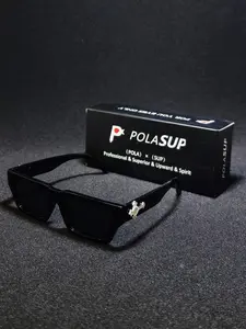 Men's Fashion Rhinestone Cross Pendant Glasses, PC Anti-Explosion Lenses, Sporty Casual Streetwear, Vintage Flat Top Sunglasses, Trendy Casual Sunglasses