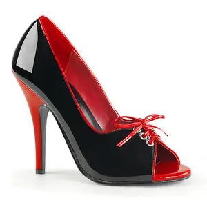 Women's Fashion High-Heel Shoe Decor, 5-in Classy Pumps - SEDUCE-216 Black-Red Footwear
