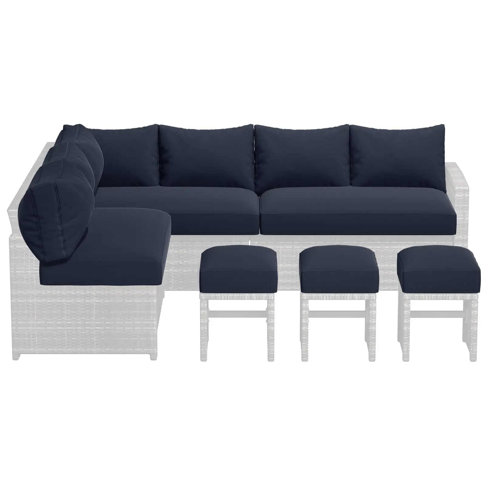 4 inch Patio Cushions for 7-Seats Outdoor Furniture, Replacement Cushions Memory Foam Cushions and Covers