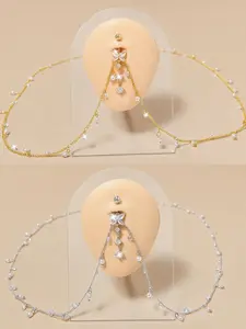 Women's Belly Button Ring Chain, Adjustable Navel Piercing Jewelry, Sexy Body Chain Accessory for Beach Party, Summer Bikini Wear, Adjustable Waist Chain