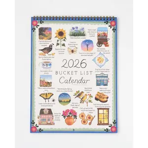 2026 Bucket List Calendar Spiral Bound Art Planner Notebook 9x24 Uncoated Matte Cardstock Monthly Budget Planner