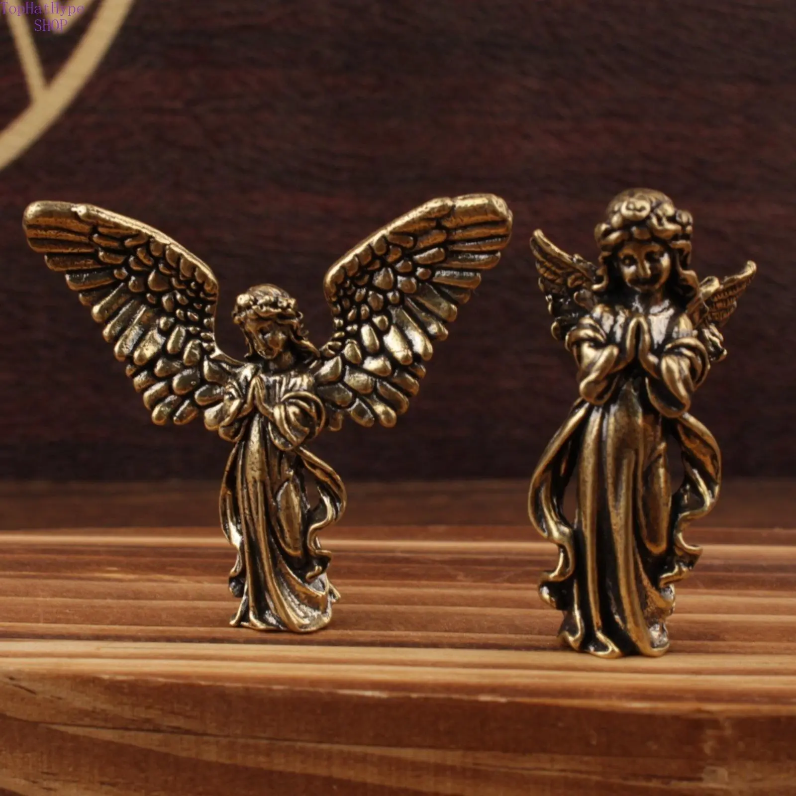 Vintage Brass Little Angel Statues - Mini Metal Decor Ornaments for Home Office Desk, Collectible Winged Figurines (Fashion Accessories Category), Statues Figurines, Room Decor, Art Figurine