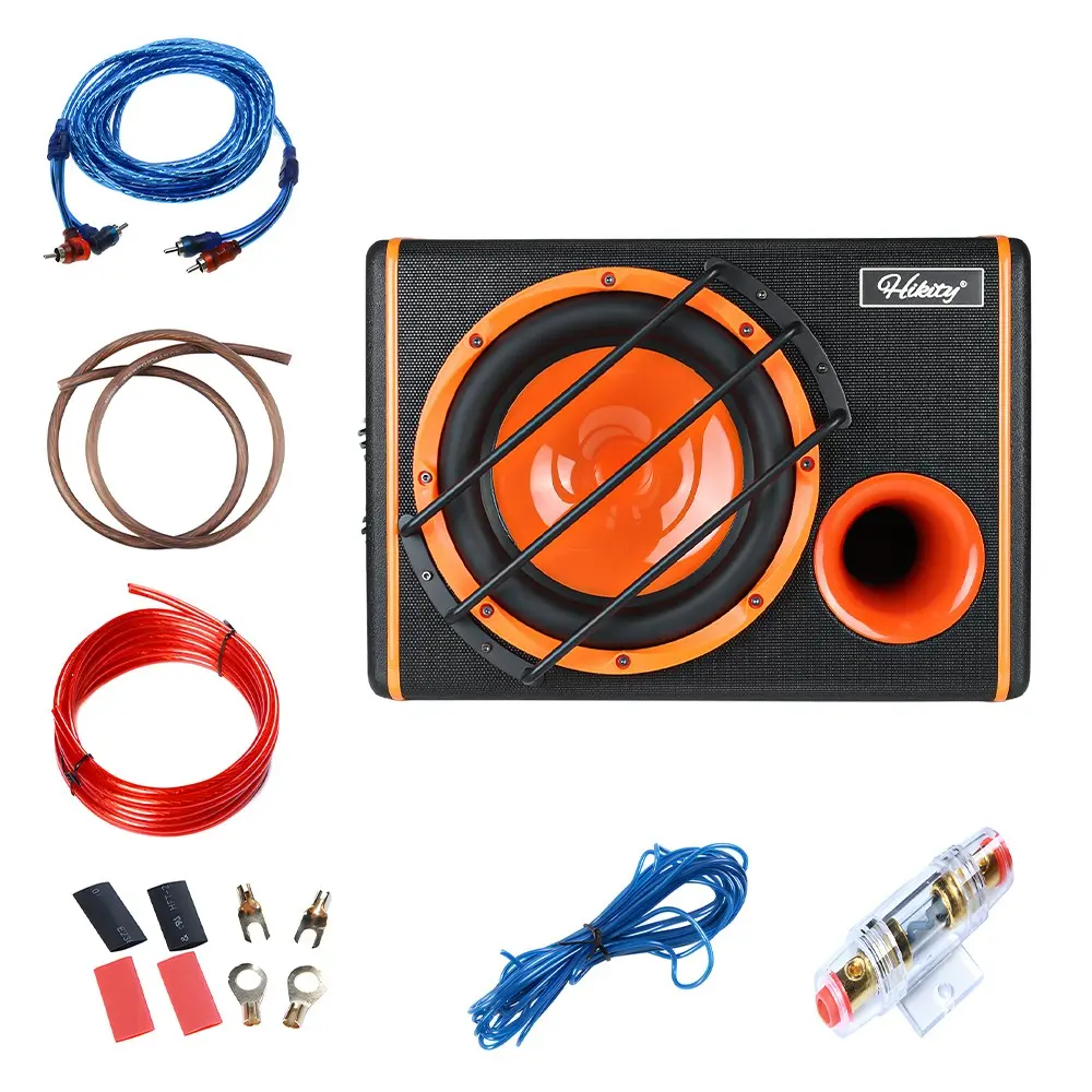 RIMOODY 10in 4200W Powered Subwoofer Enclosure, Car Speaker Package with Amplifier, Wiring Kit, Rubber Edge, Full-Range Adjustable Bass, Boot-Fit DIY Install Kit for Audio Upgrade, Simple Setup Quick Results Father's Day Gift, Subwoofer Stereo Sound