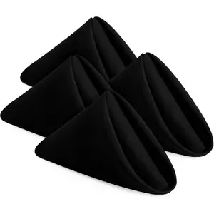 [24 Pack, Black] Cloth Napkins 17x17 Inches, 100% Polyester Dinner Napkins with Hemmed Edges, Washable Napkins Ideal for Parties, Weddings and Dinners Cutlery Tableware