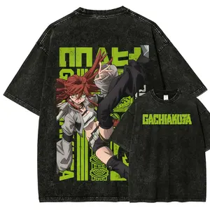Gachiakuta Menswear Men's Unisex Fit Washed Round Neck Short-Sleeve Activewear Top, Distressed Vintage Athletic Streetwear T-Shirt 6, Festive Father's Day Gift