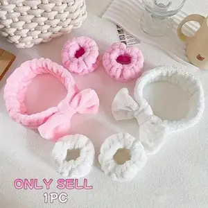 Women s Facial Headband Wristband Set 3 Pieces Soft Absorbent Spa Headband and Wristband for Washing Face Skincare Hair Styling