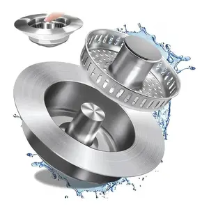 Kitchen Sink Strainer Combo 304 Stainless Steel Pop-up Stopper Anti-Clogging Bounce Core Filter US Standard 3-1/2'' Drain Size