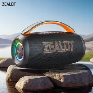 【ZEALOT】Portable wireless speaker 60W, Bluetooth high fidelity sound and audio,RGB ambient light,outdoor IPX6 waterproof, TWS pairing, 8000mAh long battery life,supports USB/TF card/AUX/BT smartphones. Ideal choice for family/car/party/camping/gift giving