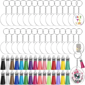 120 Count Blanks for Vinyl Kit Including 30 Clear Round Blanks 30 Tassels 30 Key Rings & 30 Jump Rings for DIY  Crafting Projects