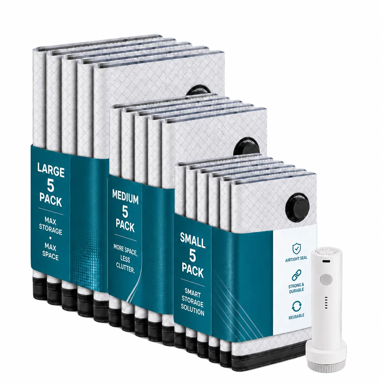 【2026 Upgraded】Cordless Travel Vacuum Bag Set - 9/15/ Pac Compression Bags for Carry-On Suitcases - USB Rechargeable Handheld Pump with Built-In Battery - Space Saver for Clothes & Packing, Zipper Pouches Durable, Lightweight Organizer Fitting Cover