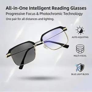 Progressive Photochromic Reading Glasses for Men & Women – Multifocus Vision, UV & Blue Light Protection