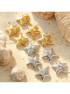 5 stainless steel 18K gold-plated three-dimensional folded five-pointed star jewelry accessories, new products with fashionable, niche design sense, DIY pendants