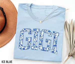 Toile Gigi Adult T-shirt - Floral Varsity Design Comfy Unisex Crewneck Tee for Everyday Wear & Family Gatherings - Mothers Day Gift Idea