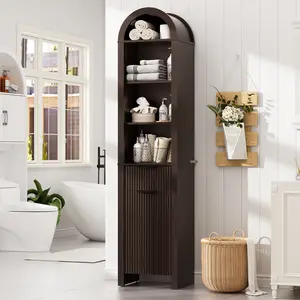 Spurgehom Arched Narrow Storage Cabinet 67 Inch Tall with Door and Drawer, Adjustable Shelves Cabinet with Anti-Tipping Device, For Bathroom and Living Room