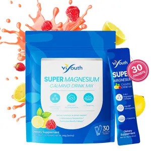 Viyouth Super Magnesium Calming Drink | Contains three forms of magnesium, KSM-66 Indian ginseng, GABA probiotics, and L-theanine support to promote physical and mental well-being, improve sleep, and boost energy. 30 servings. Nutritional supplement.