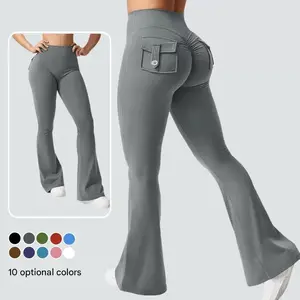 Women's High Waisted Flare Yoga Pants with Pockets, Tummy Control Workout Athletic Leggings, Yoga Activewear for Female Athleisure, All Seasons Casual Sports Bottoms