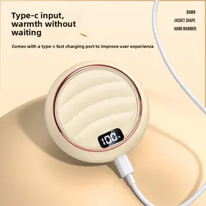 New luxury lightweight down hand warmer, mini portable USB rechargeable digital display hand warmer for girls, gift