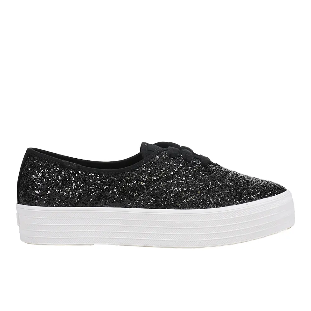 Keds Womens Point Glitter Celebrations Lace Up Sneakers Shoes Casual - Black