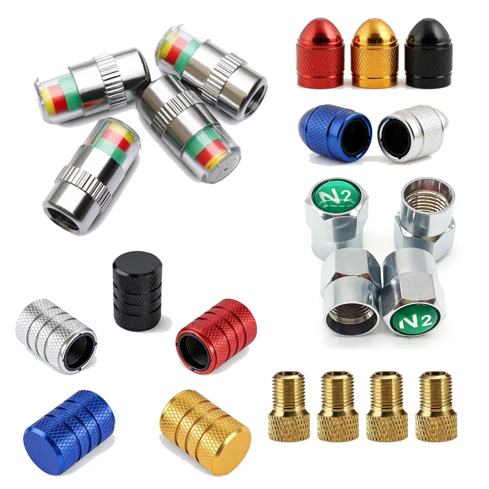 Plastic/Brass/Aluminum Tire Valve Stem Caps with Integrated Plastic Sleeve,4 pieces/pack,Universal Stem Covers for Cars Trucks Motorcycles SUVs and Bikes