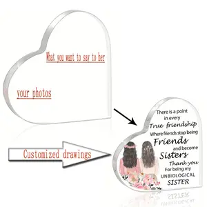 Customized picture frames, heart-shaped acrylic products. Suitable for girlfriend/mother/best friend/soulmate/friend | Creative holiday gifts. Can personalize with your photos · Engraved messages · Eternal blessings