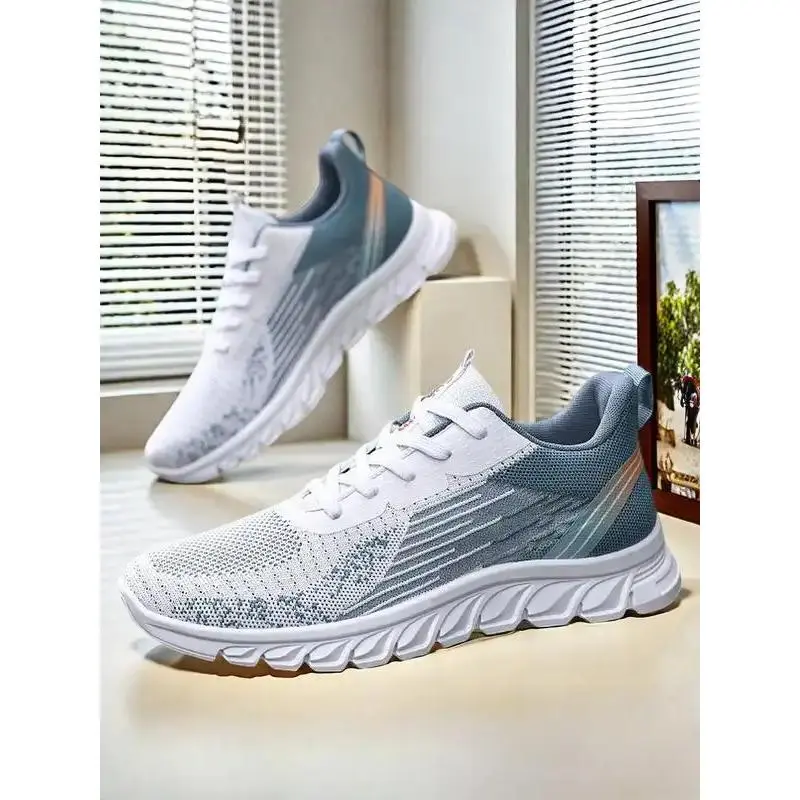 Men's Athletic Tennis Sneakers - Breathable Mesh Round Toe Lace-Up Anti-Slip Durable Casual Sneakers for Training & Daily Wear (EU41)