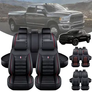 For Dodge Ram 1500 2500 3500 2009-2020 2021 2022 2023 Pickup Trucks Car Seat Covers Full Set PU Leather Front Rear Cushion Non-slip Pad Mat Waterproof - Mother's Day Gift