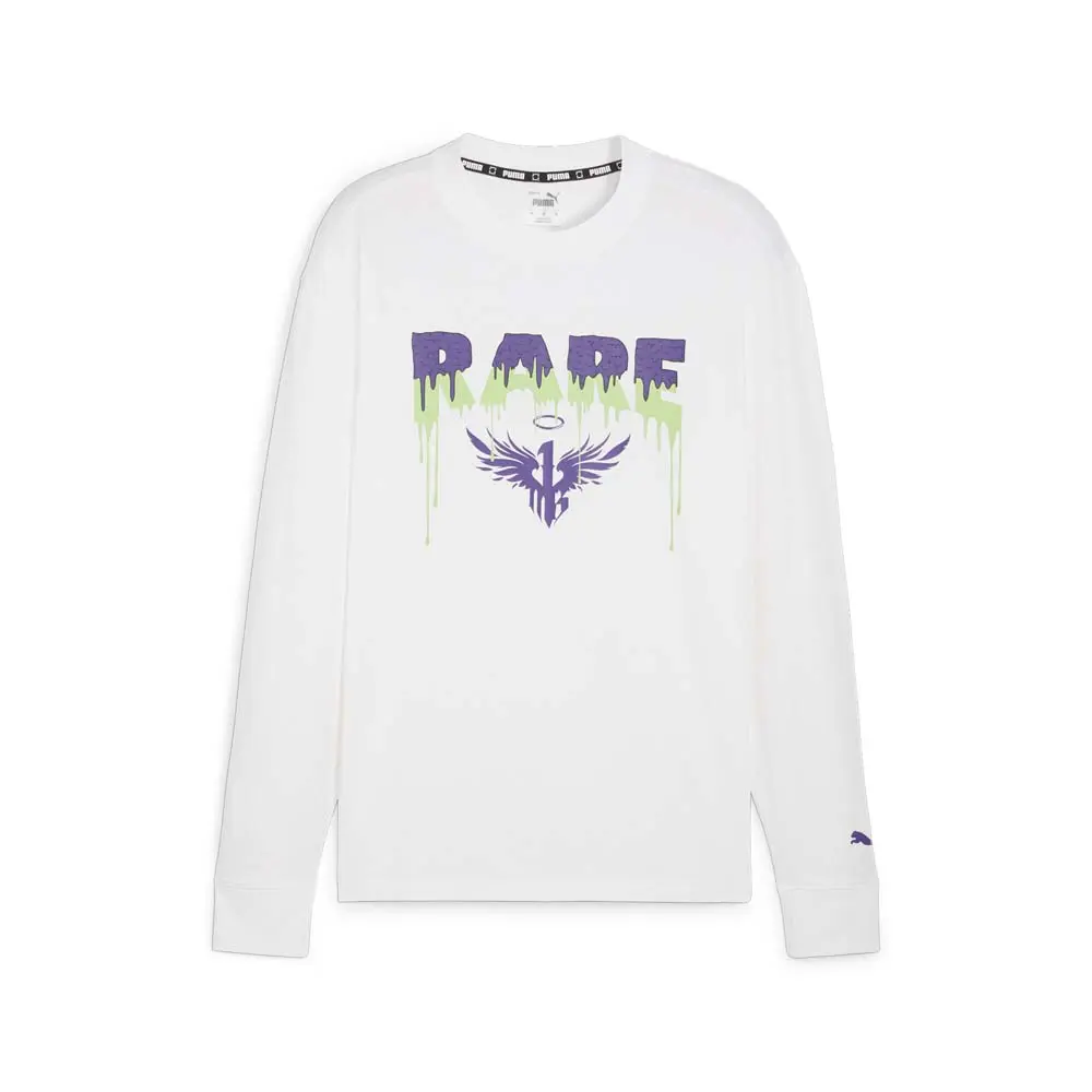 PUMA Mens Melo X Toxic Crew Neck Long Sleeve Basketball Casual Tops Casual - White