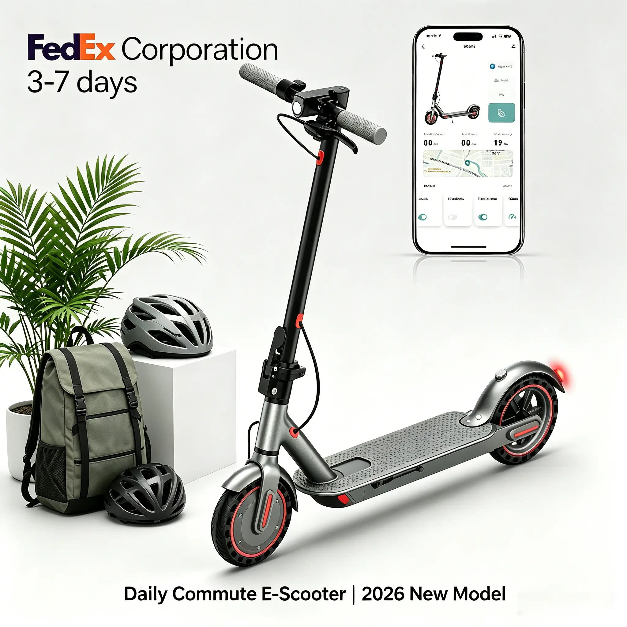 Folding Commuter Electric Scooter for Adults, 350W Motor up to 19 MPH, Portable with 8.5-Inch Puncture-Proof Tires and App Control, Folding Commuter Scooter, Portable Scooters