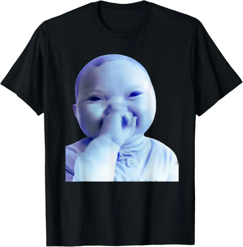 Humorous 100 Cotton AI Baby Holding Laugh Meme Trendy TShirt