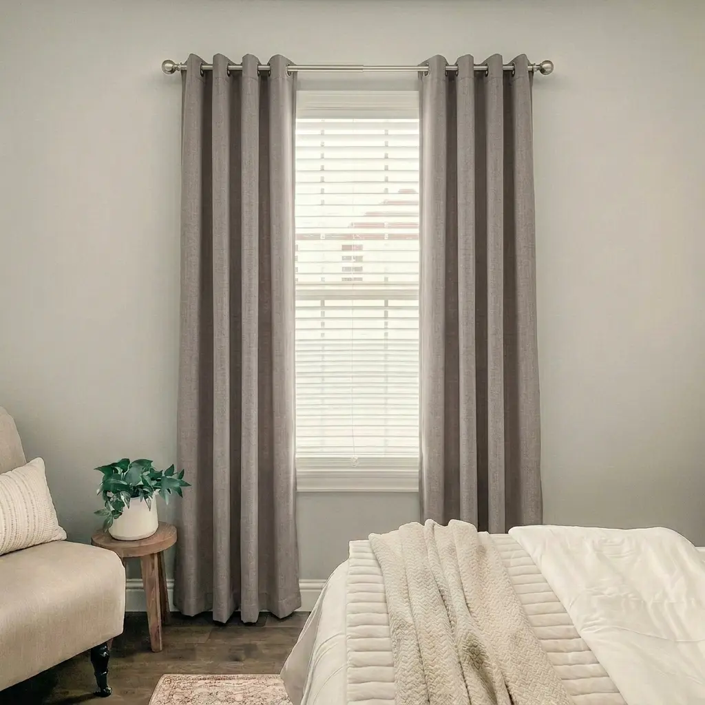 2 Panels Set Combo Linen Blackout Curtains , hothouseescape&sleepprivacy,BreathableThermal Insulated Fade Resistant Light Blocking Drapes with Metal Grommets for Easy Hanging, Privacy Curtains for Bedroom, Living Room All Season,4-Piece Set Curtains