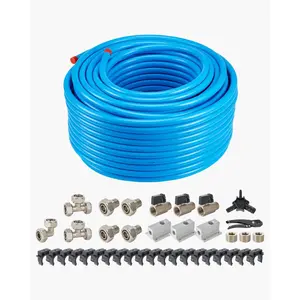 VEVOR Air Compressor Line Kit, 200FTx 3/4, HDPE-Aluminum Compressed Air Piping System, Leak-Proof Easy-to-Install, Compressed Air Line Tubing Kit for Garages Workshops, Blue