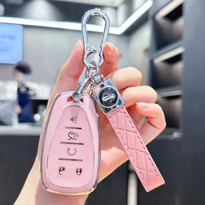 ACEBOY For Chevy Key Fob Cover With Keychain,Soft TPU Key Case Shell Full Protection For 2016-2021 Chevy Equinox Malibu Camaro Cruze Blazer Traverse Trax 5 Button Holder