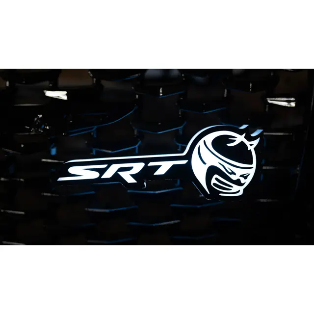 Flow Series RGB SRT Angry Bee Luminous Emblem - Glow-in-the-Dark LED Grill Custom Badge Light, Removable, Smooth, Weatherproof Car Exterior Sticker Accessory for Dodge Charger, Challenger, Durango