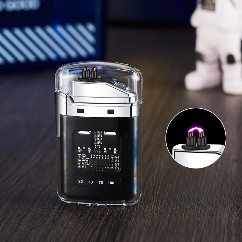 Windproof Electric Pulse Lighter with Transparent Arc - USB-C Fast Charging, LED Power Display, High Quality Dustproof for Camping, Survival, Candles - Ideal Gift for Outdoor Enthusiasts, Men or Emergency, Survival Tool, Emergency Tool