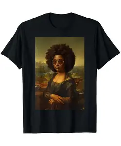 Mona Lisa Afro African American Black History Unisex Fashionable Crew Neck Pure Cotton T-Shirt