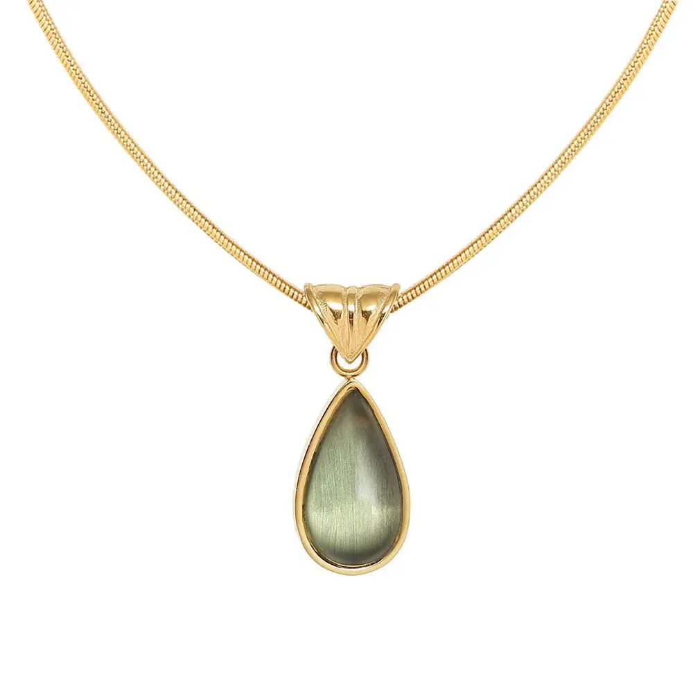 18K Gold Plated Water Drop Necklace - Durable Titanium Steel Material