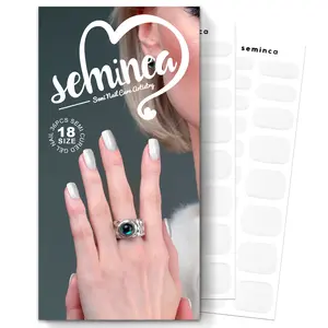 SEMINCA Semi Cured Gel Nail Strips-Long-Lasting Waterproof Pedicure Decals for Women Color Street Glitter Nail Strips Stick On Gel Nails with UV Light Gentle Removal(White Aurora)