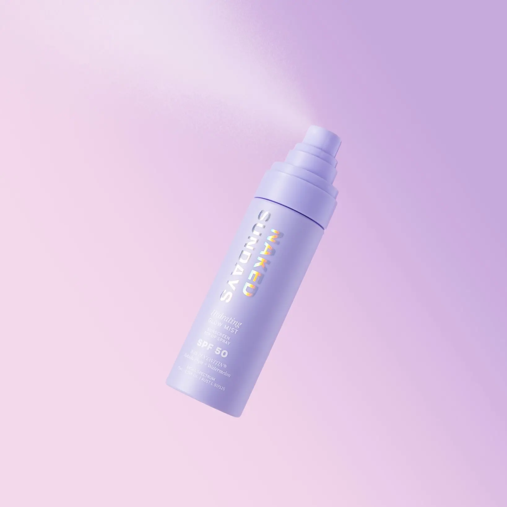Naked Sundays SPF50 Hydrating Glow Mist Setting Spray Sunscreen Infused with Hyaluronic Acid & Watermelon Extract for Glass Skin Glow