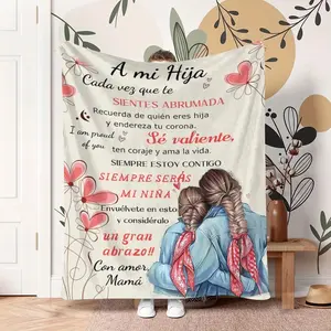To My Daughter Gift from Mom Spanish A Mi Hija Soft Cozy Flannel Blanket Sentimental Love Letter Plush Throw Warm Fuzzy Blanket for Daughter Birthday Graduation Holiday Home Decor