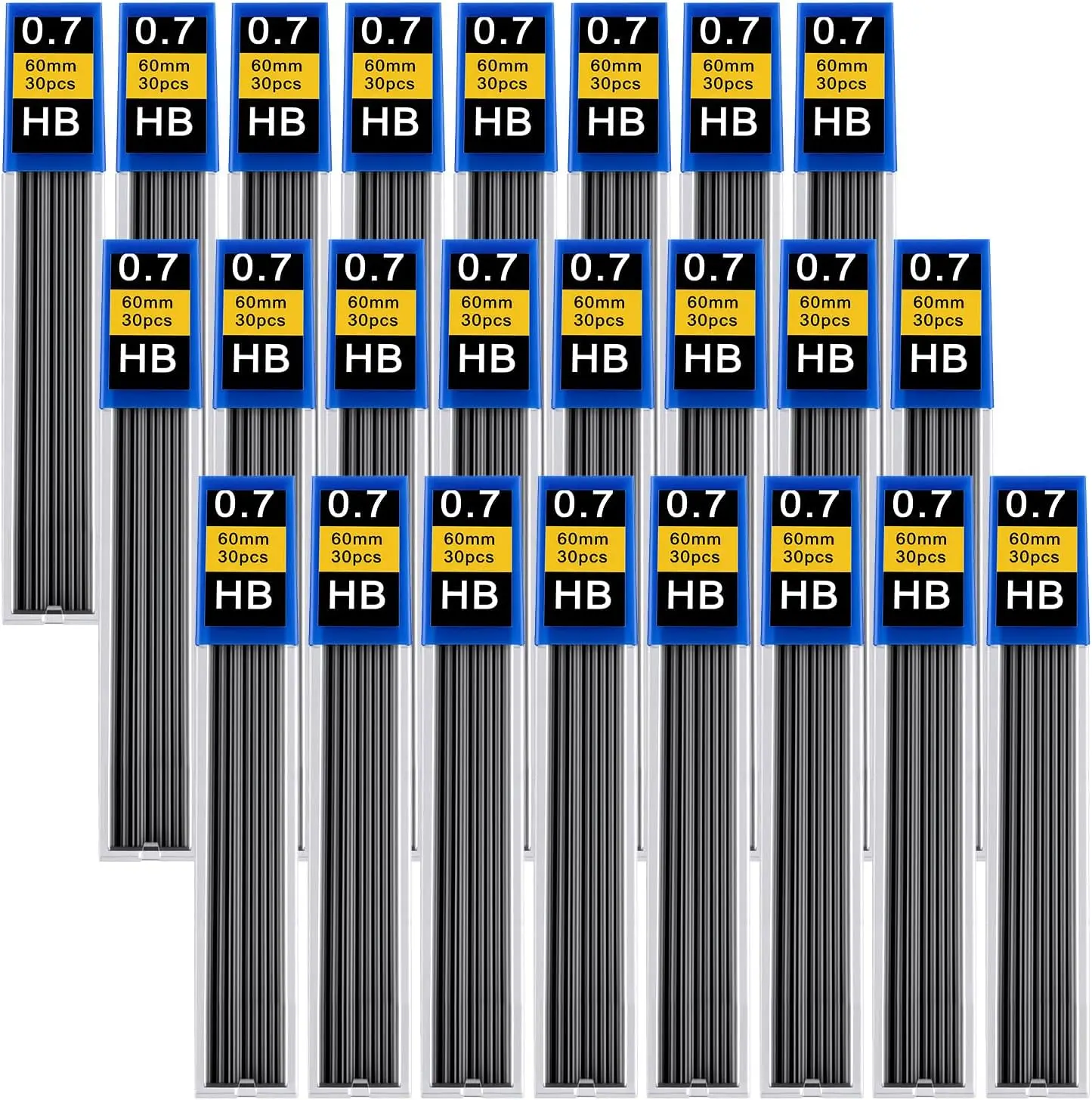 720 pcs 0.7 mm Lead Refills, Mechanical Pencil Lead HB, Break Resistant Pencil Refills, Black, 24 Tubes, 30 Pieces per Tube